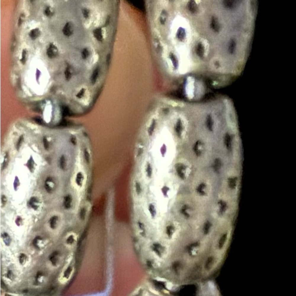 Silver Beaded Hoop Earrings - Women Jewelry - Picture 3 of 3